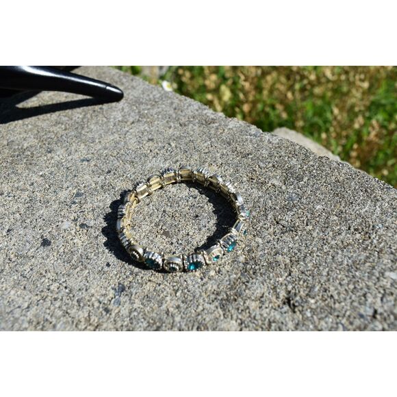 Turquoise Glass & Silver-Toned Bracelet – Coastal Luxe Statement - Picture 6 of 6